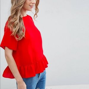 ASOS ruffled bottom blouse